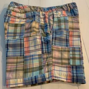 L.L. Bean plaid chino shorts